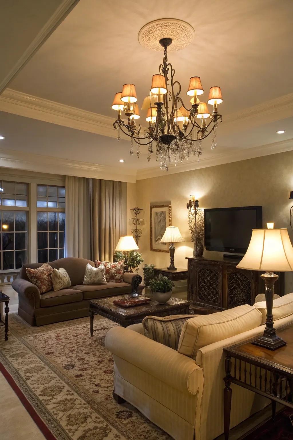 Lighting establishes the character of each area.