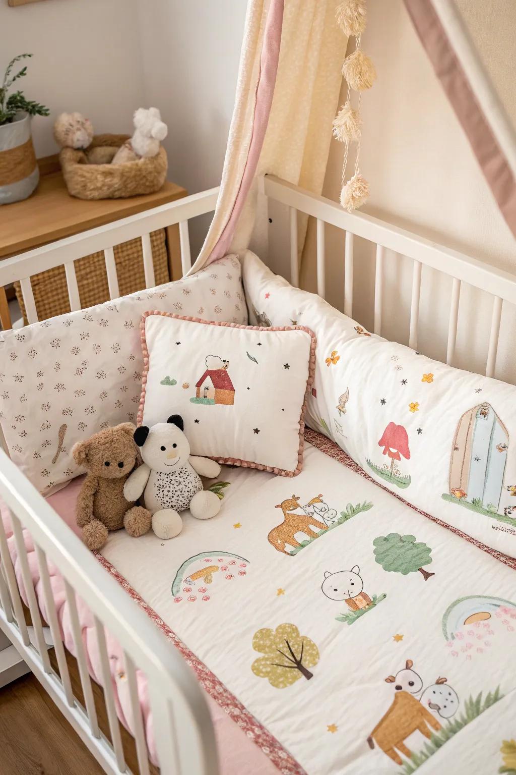 Farm creature bedding introduces a comfortable feel to your nursery.