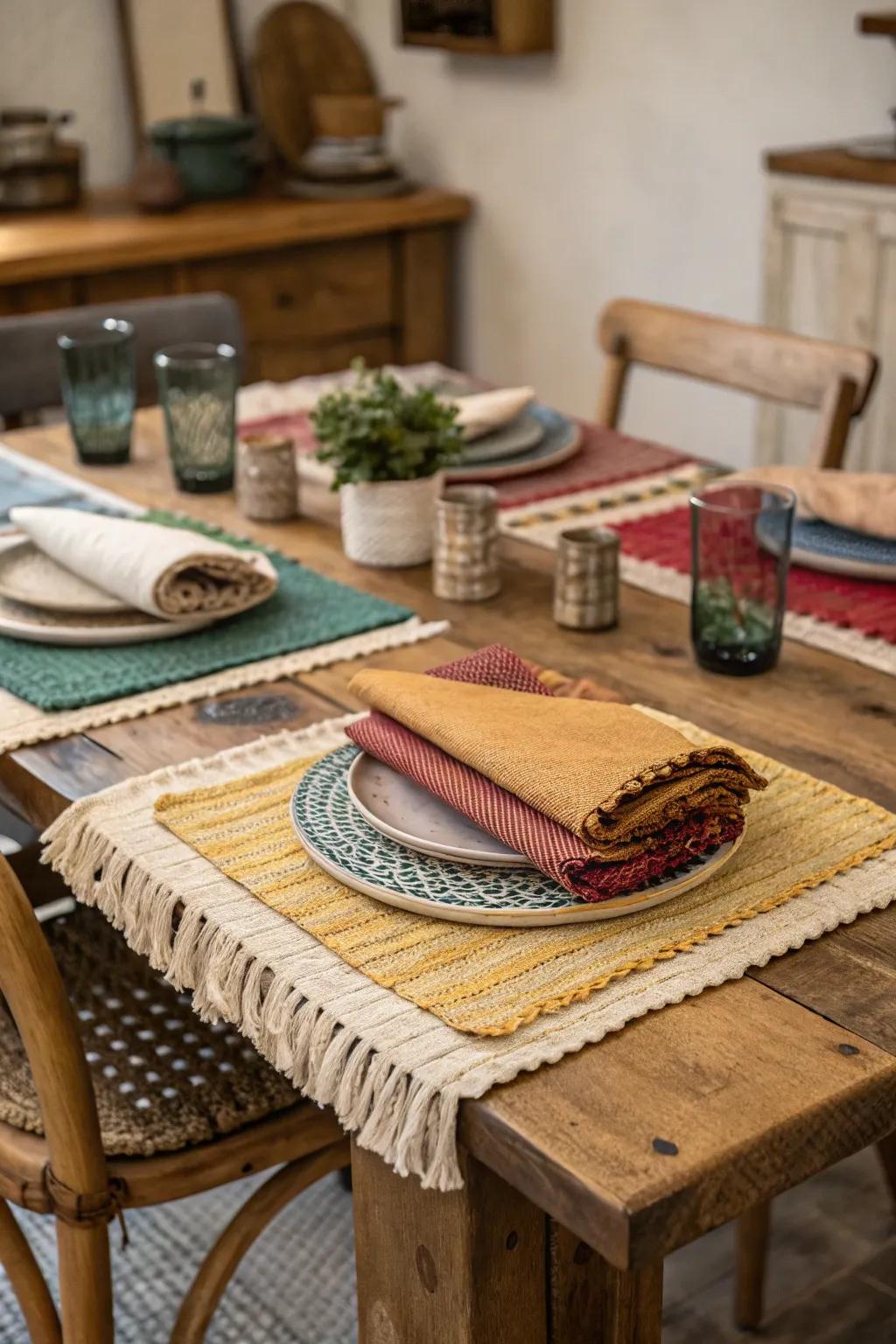 The interplay of surfaces crafts an appealing table setting.