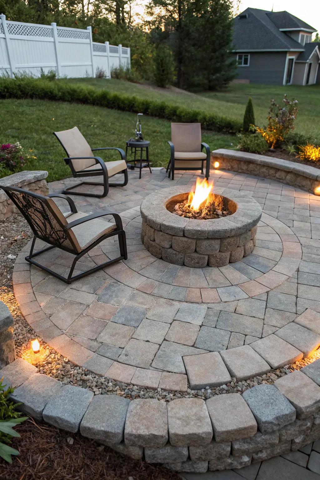 Paved stones make a neat and sophisticated fire pit.