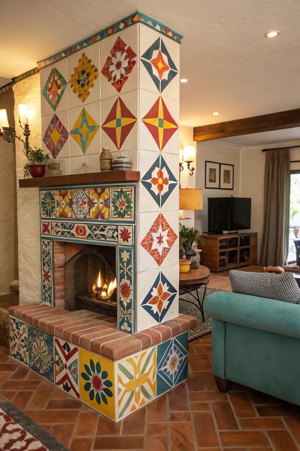 Tiles enhance your fireplace with charm and flair.