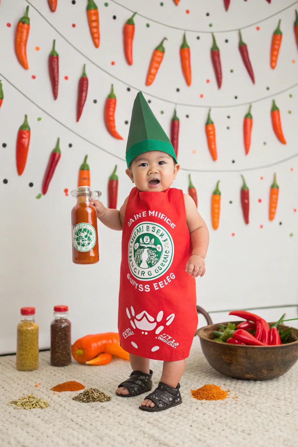 A zesty Sriracha costume for the daring and adventurous.