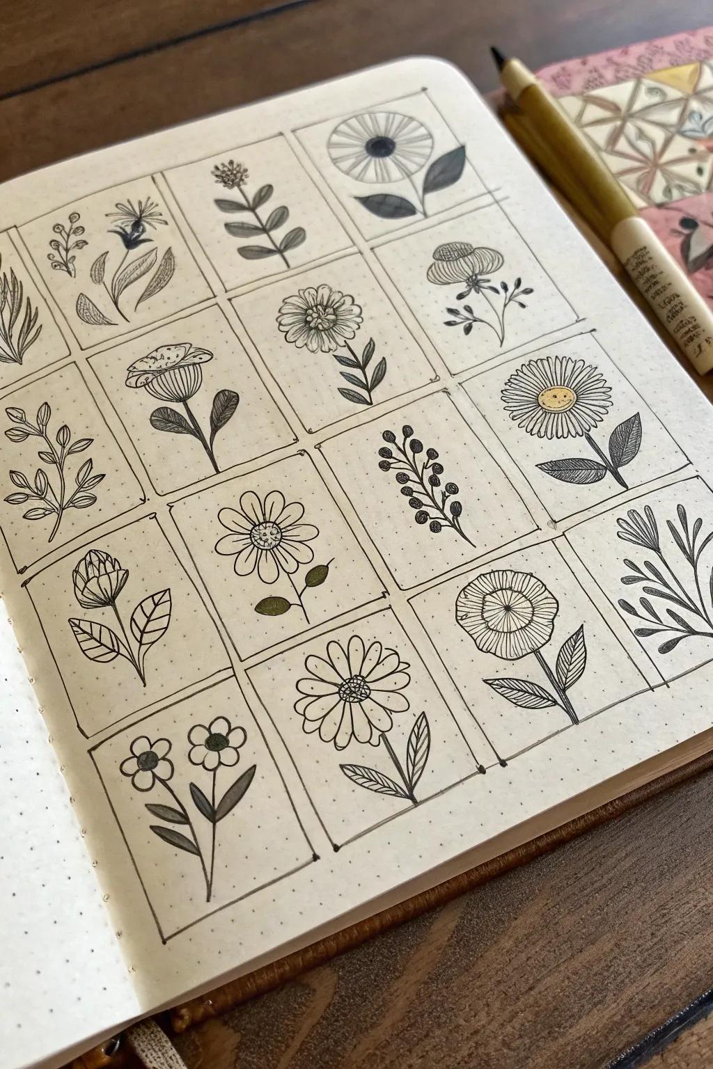 Plant based layouts provide a varied exploration of flower types.