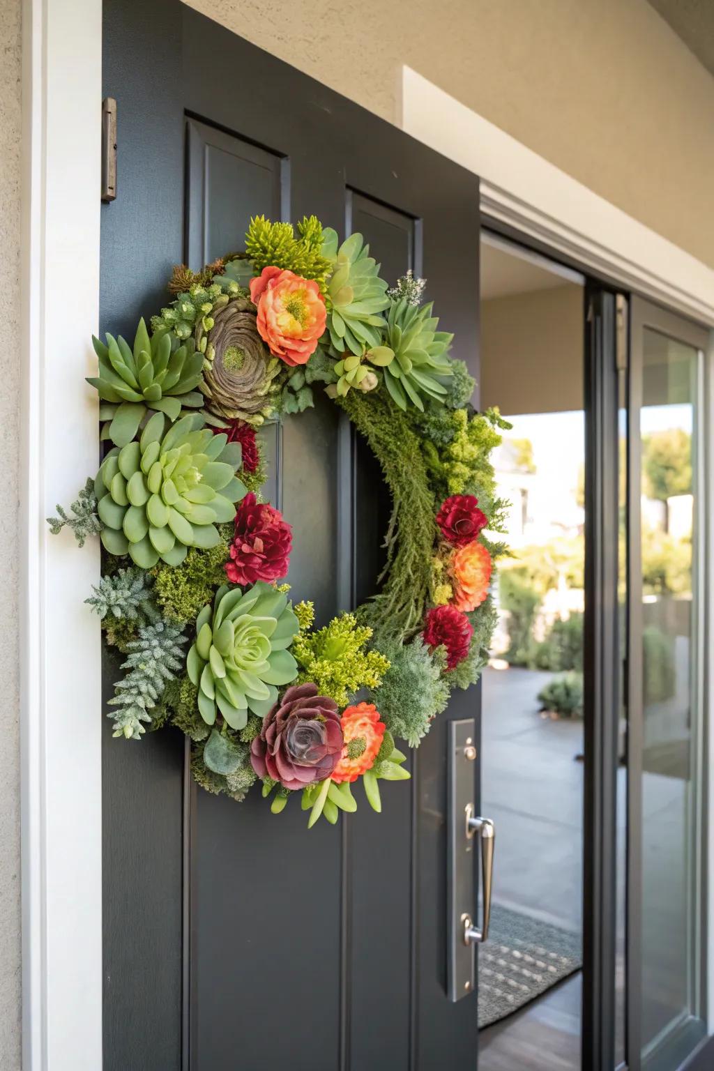 Minimal maintenance splendor featuring succulents and silk.