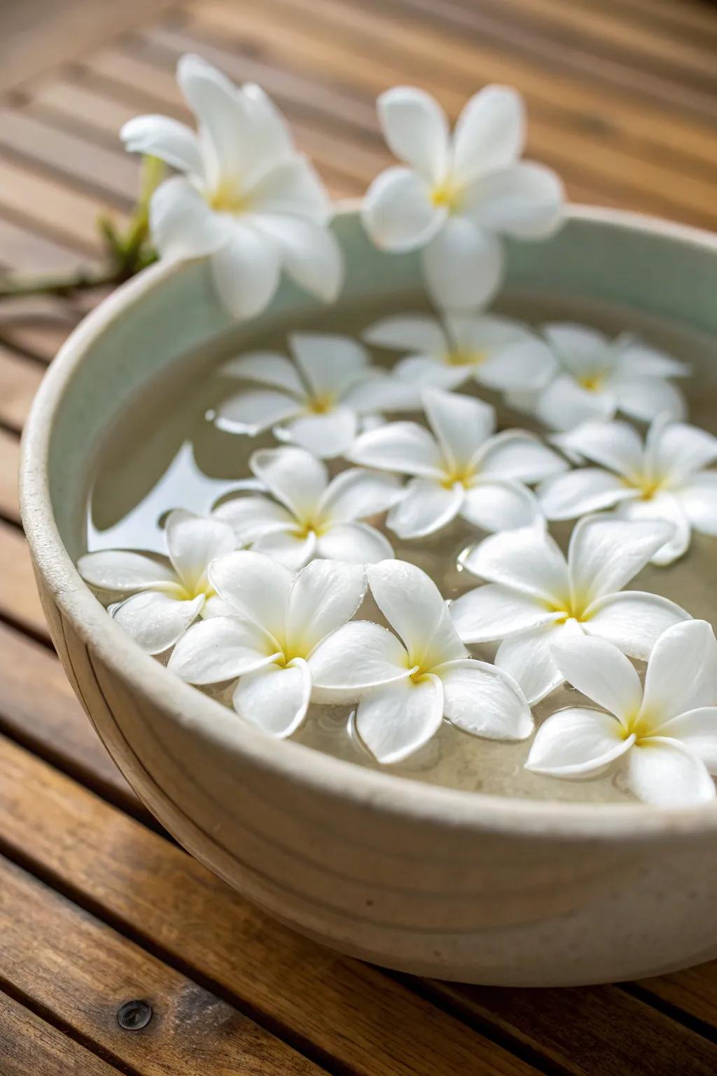 Floating ivory flowers fashioning an enthralling focal point.