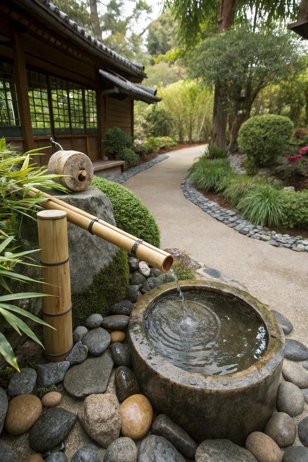 Create a tranquil sanctuary with an oriental-inspired fountain.