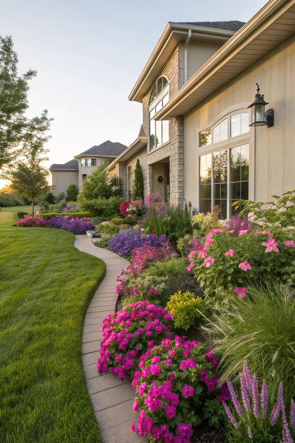 Color-coordinated botanicals emphasize a home's external appearance