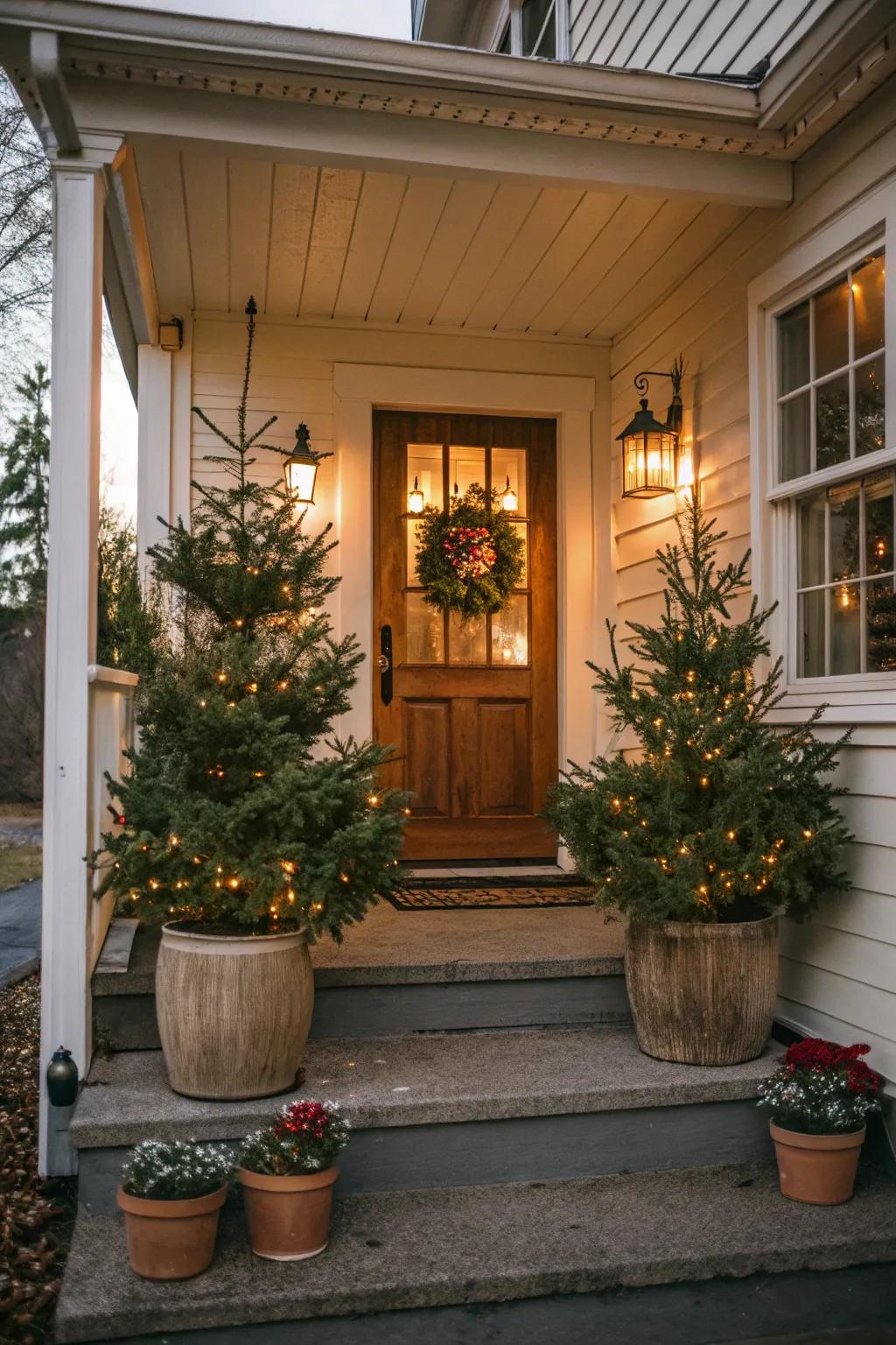 Small Yuletide shrubs ferry holiday euphoria directly onto your entrance.