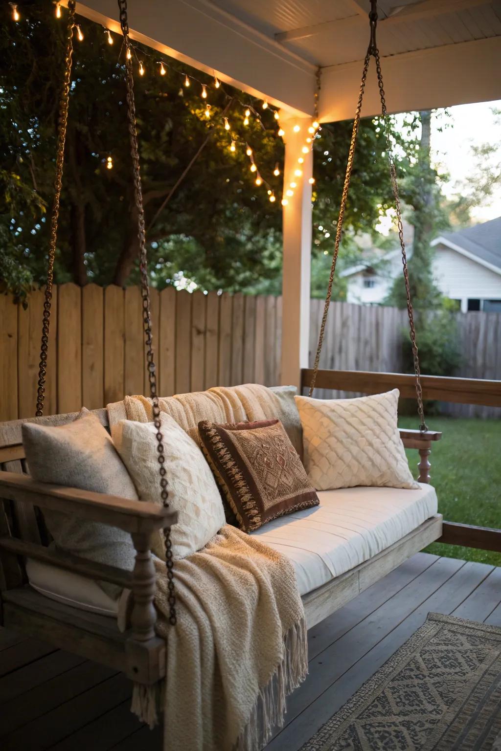 Turn a corner into a cozy swing nook.