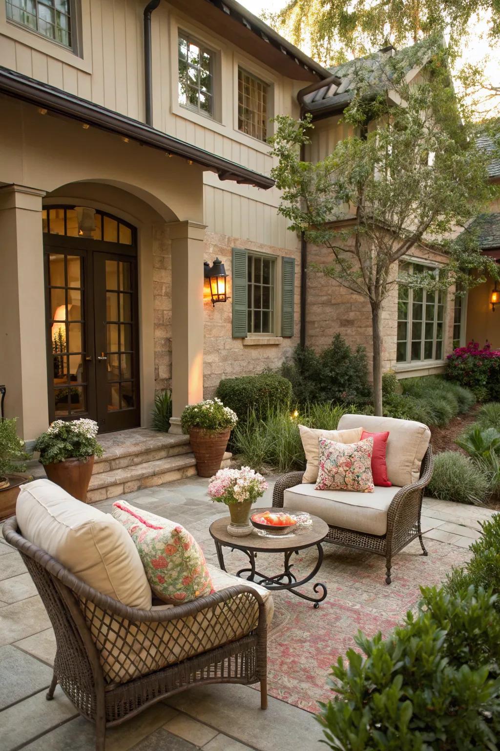 An inviting seating spot, ideal for open-air relaxation.