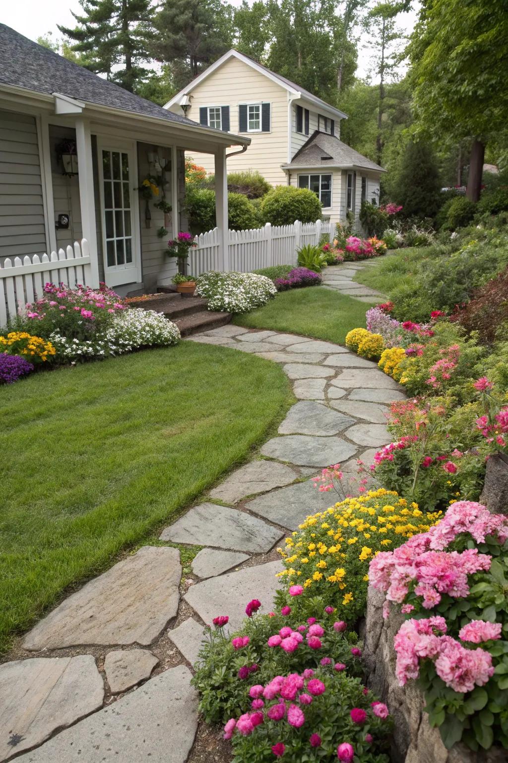 Mark your flower beds with elegant stone pathways.