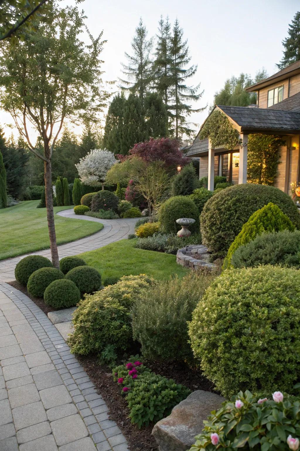 Ornamental shrubs lend arrangement and verdure to your front garden design.