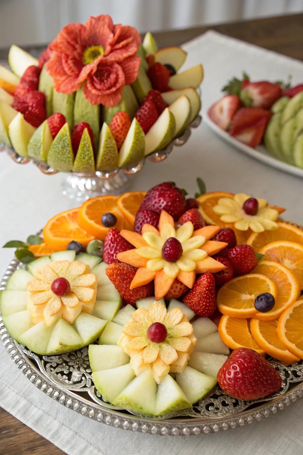 An enchanting botanical fruit arrangement that's equally delightful and palatable.