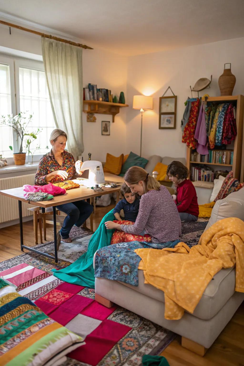 Stitching jointly, one seam at a time, forming both crafts and memories.