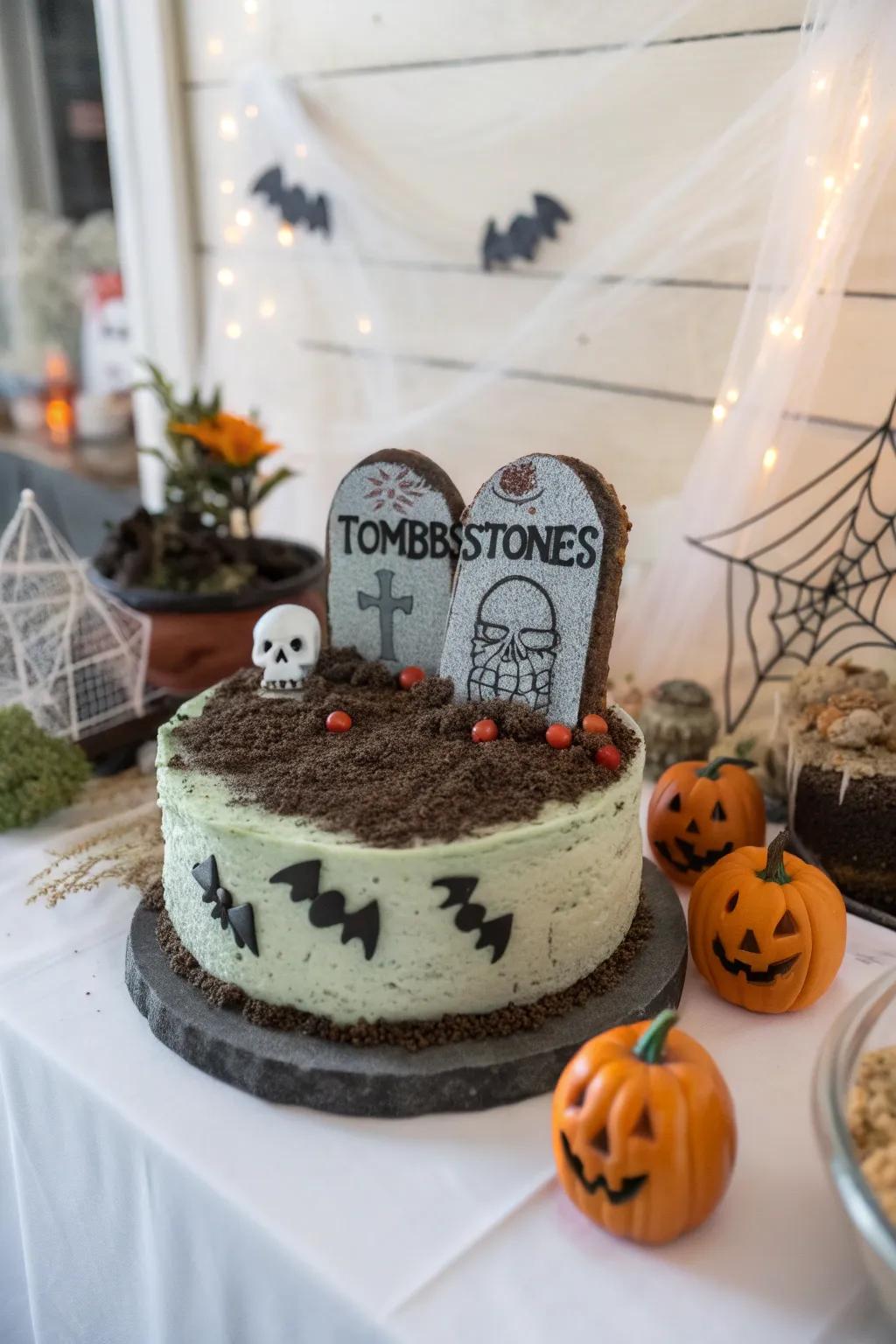 Bury the past with a smile, using this graveyard-themed cake!