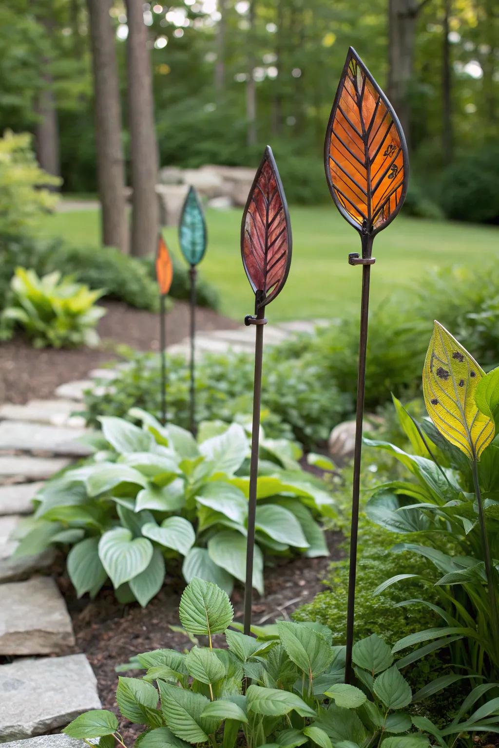 Foliage-themed glass decorations harmonizing beautifully with nature.