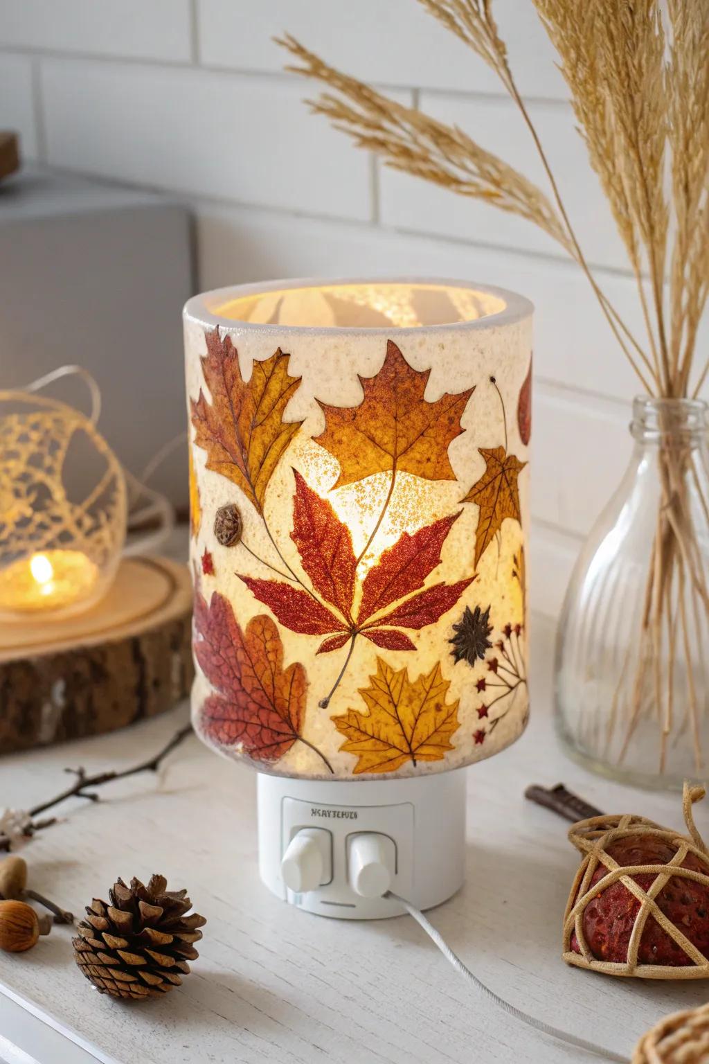 Embrace the warmth of autumn with this intricately crafted illuminated glass art, a perfect blend of simplicity and seasonal allure.