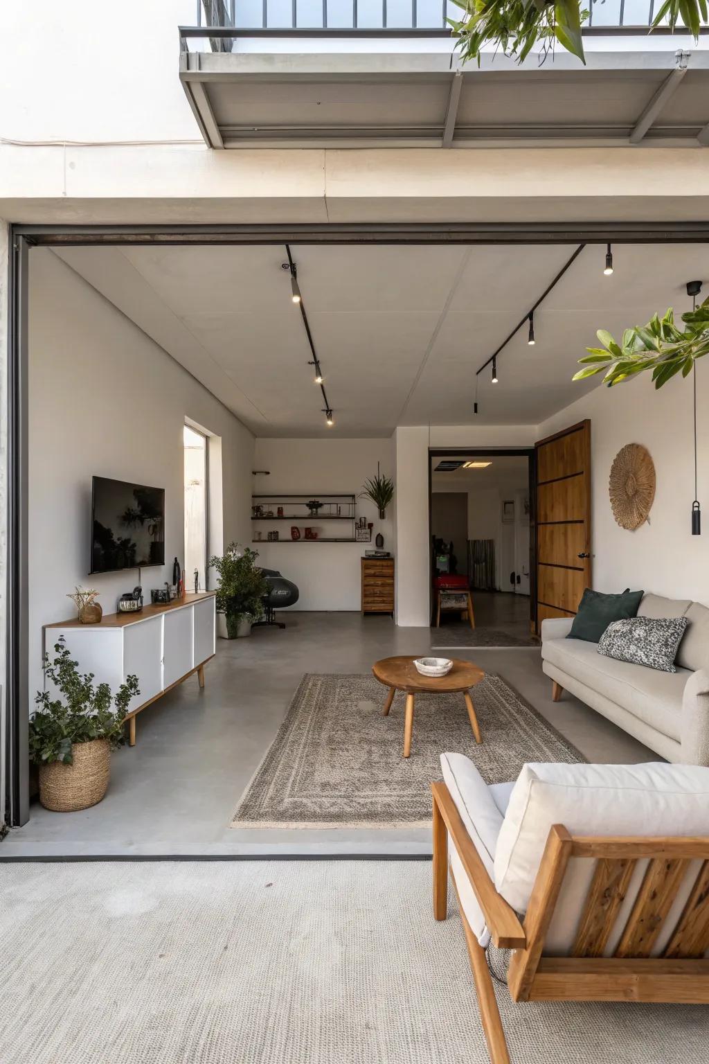 Understated modern decor creates a serene and sophisticated atmosphere.