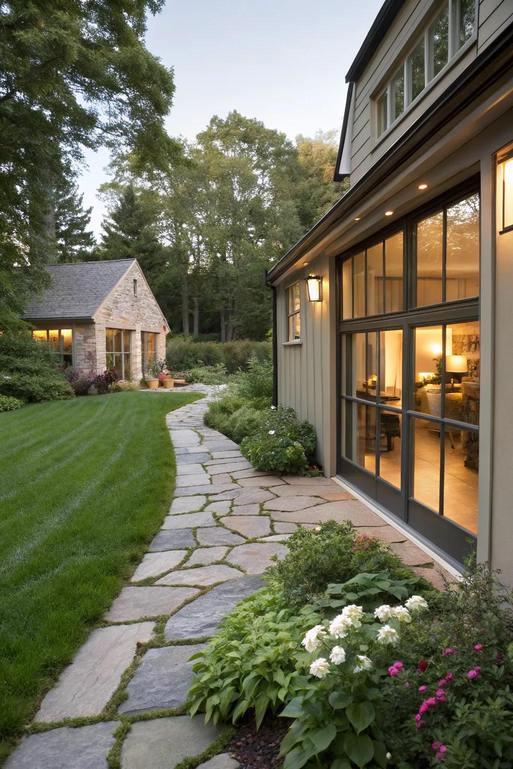 A beautifully designed footpath amplifies the entrance to your modern area.