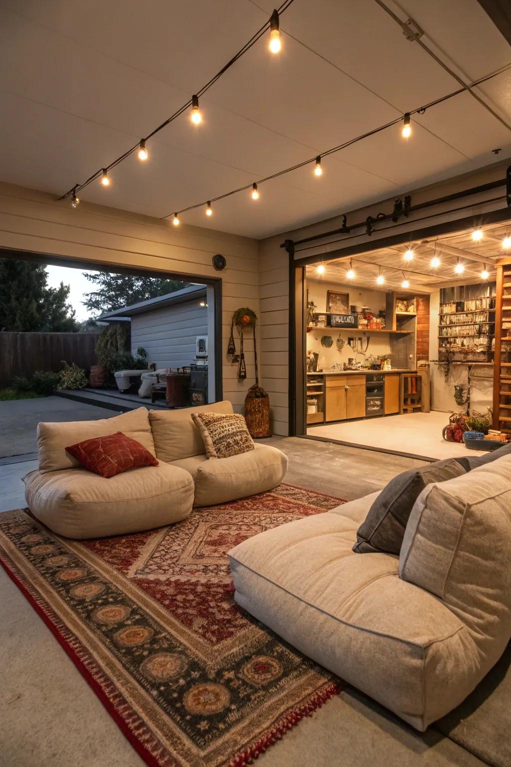 Comfortable decorative items enrich any converted space.