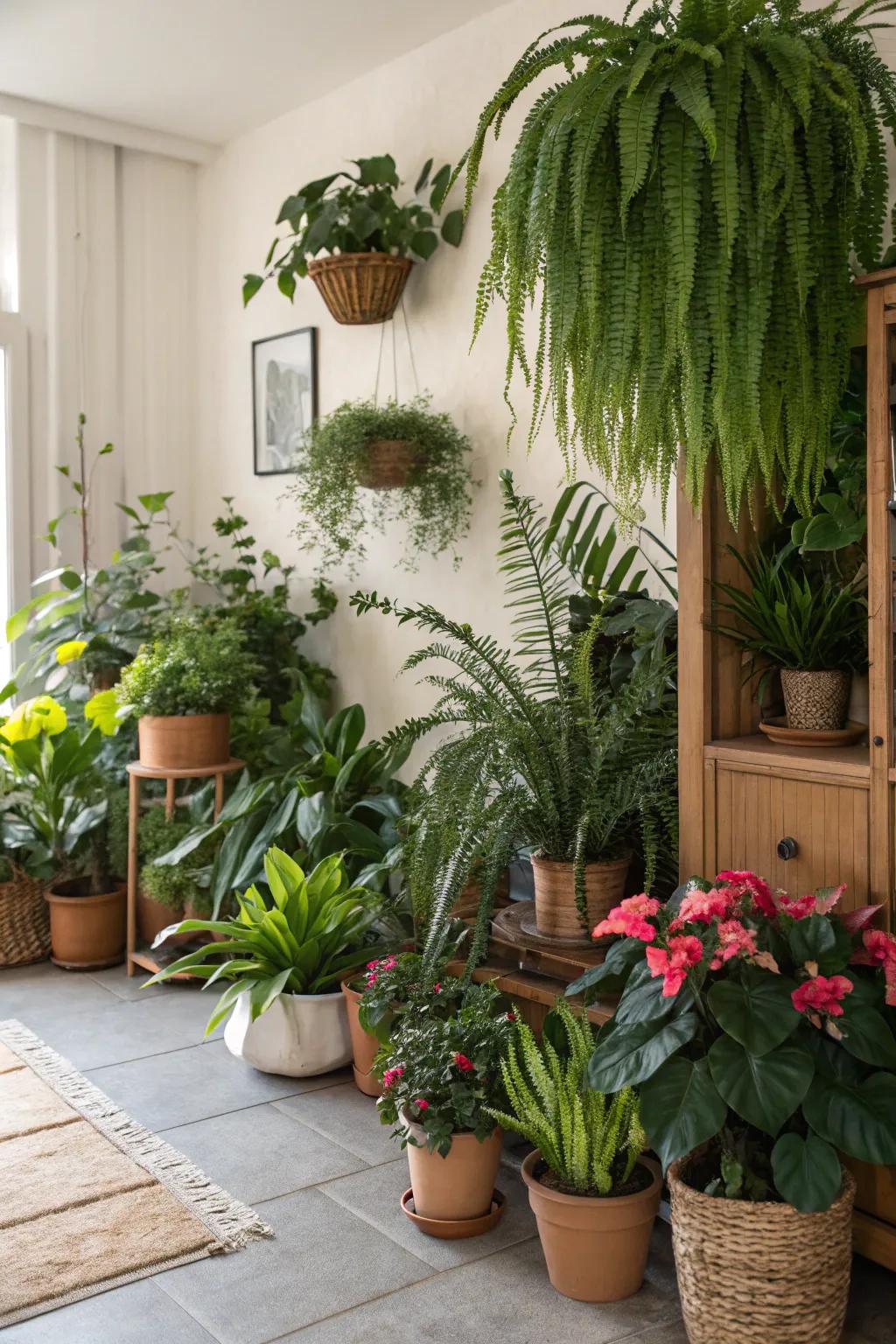 Greenery brings a refreshing touch to any room.