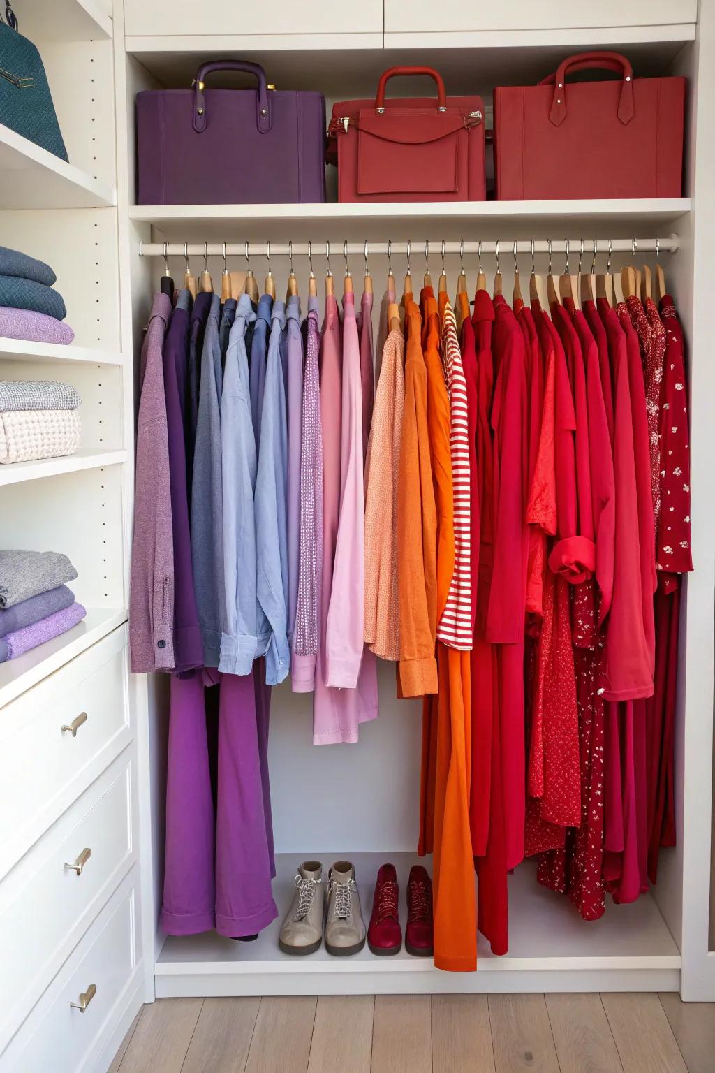 Color coordination brings balance to your closet.