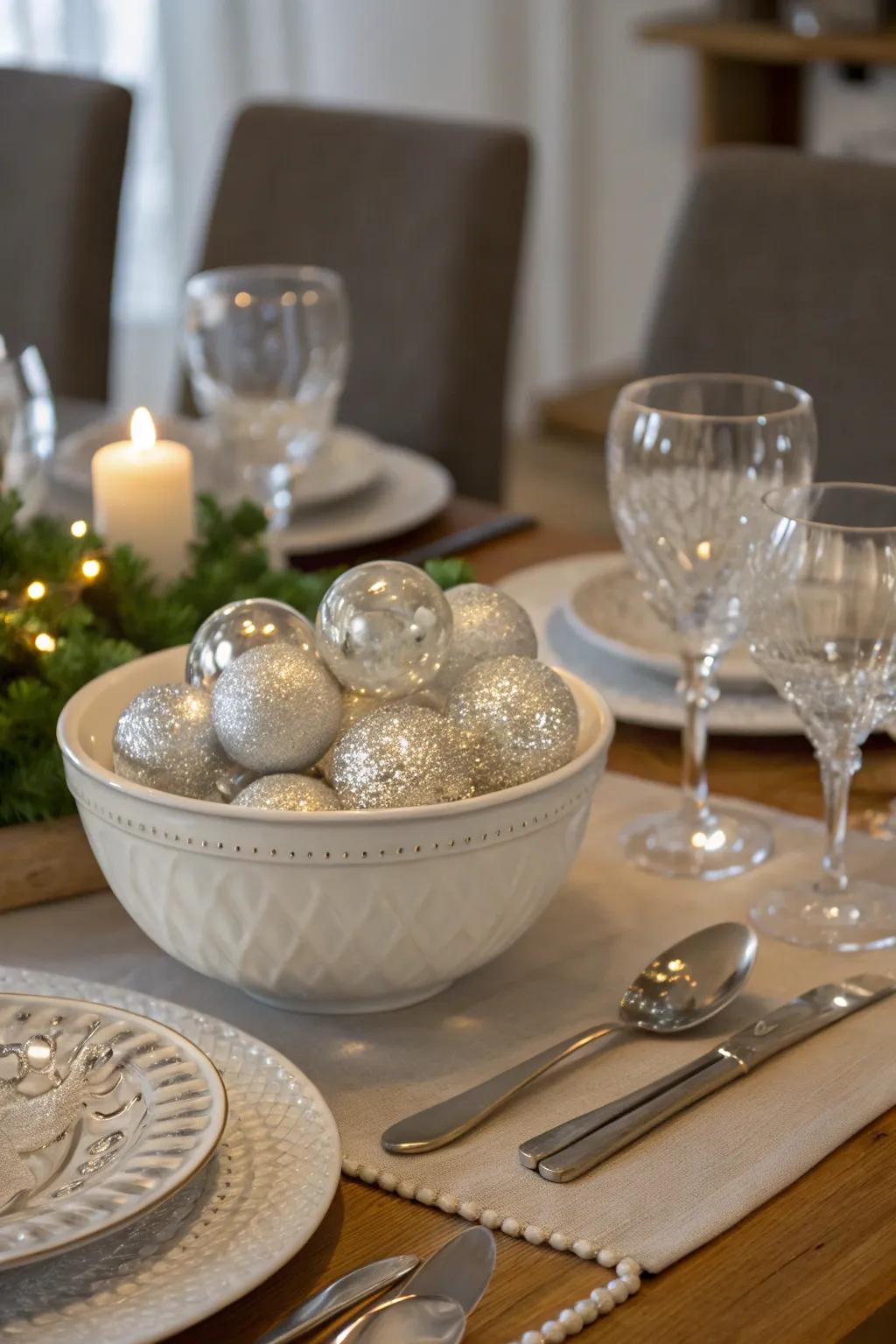 Elevate your tabletop with glass orb centerpieces.