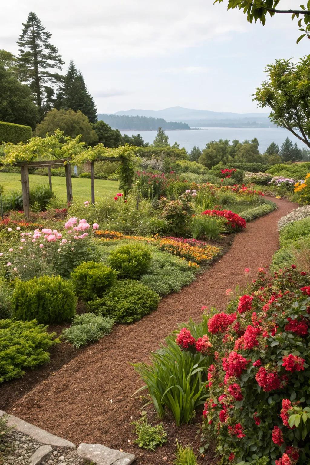 Mulch helps retain moisture and creates a unified look for the garden.