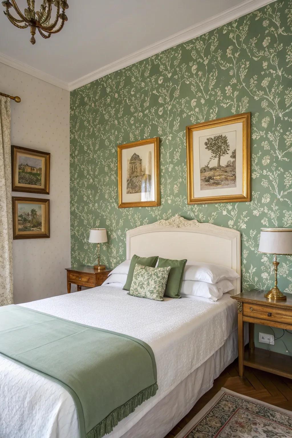 Green wall finishes add beauty and depth to the area.