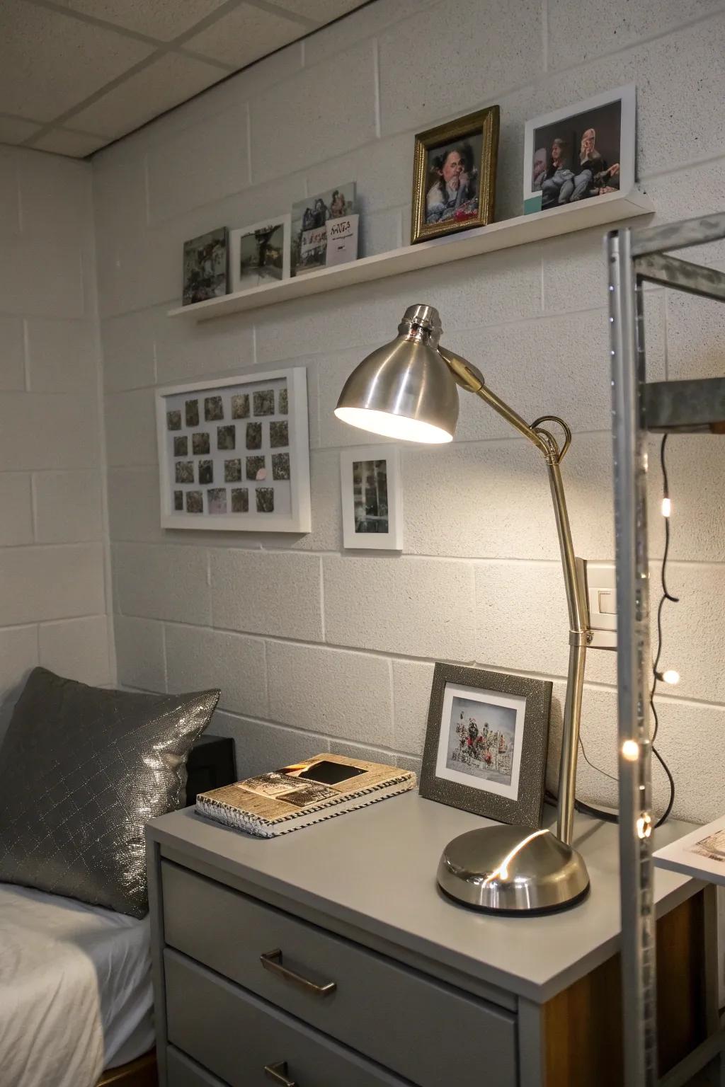 Metals add a contemporary spin to grey interiors.