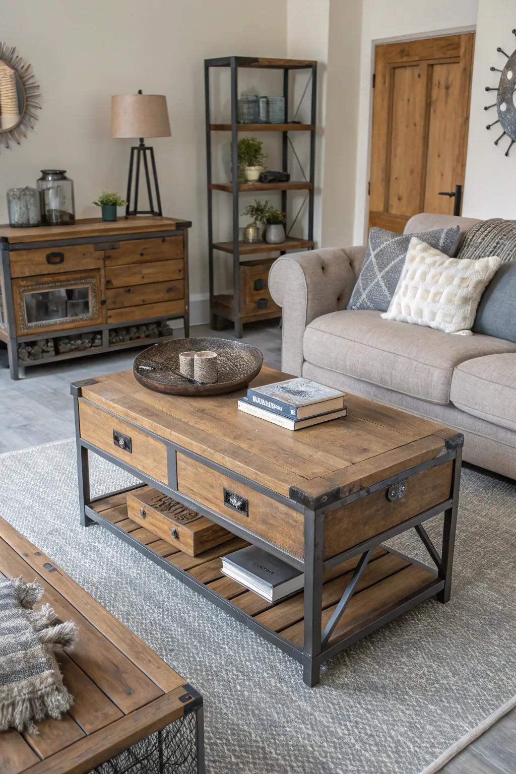 Incorporate different materials for a sophisticated grey flooring design.