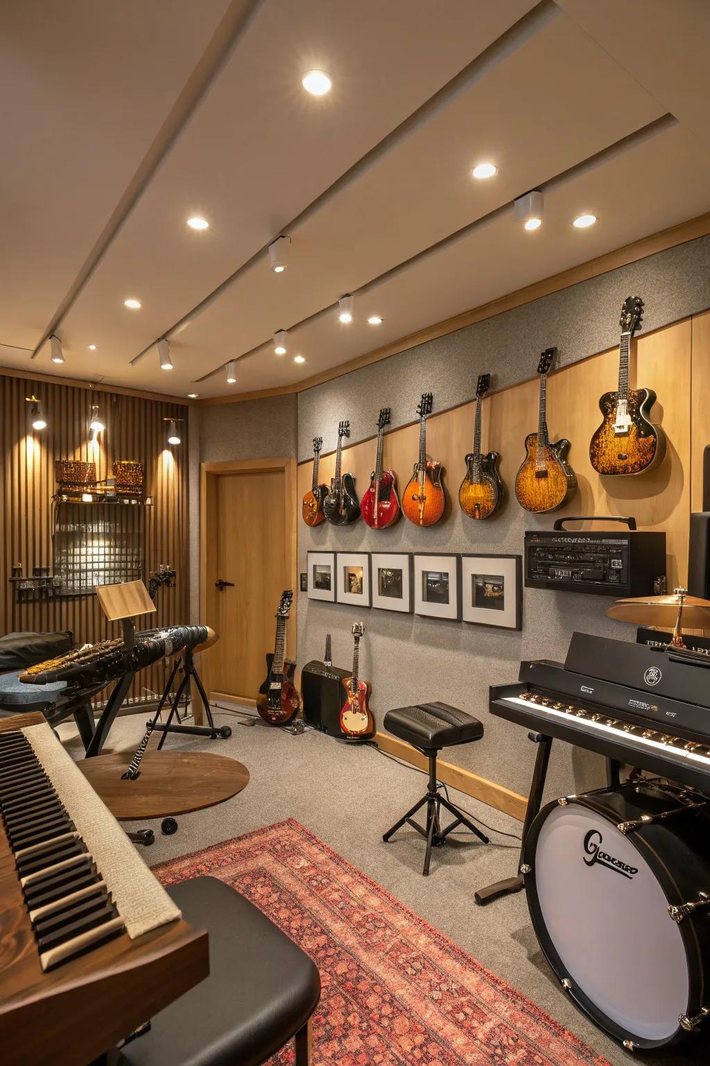 A vibrant setting featuring multiple instruments.