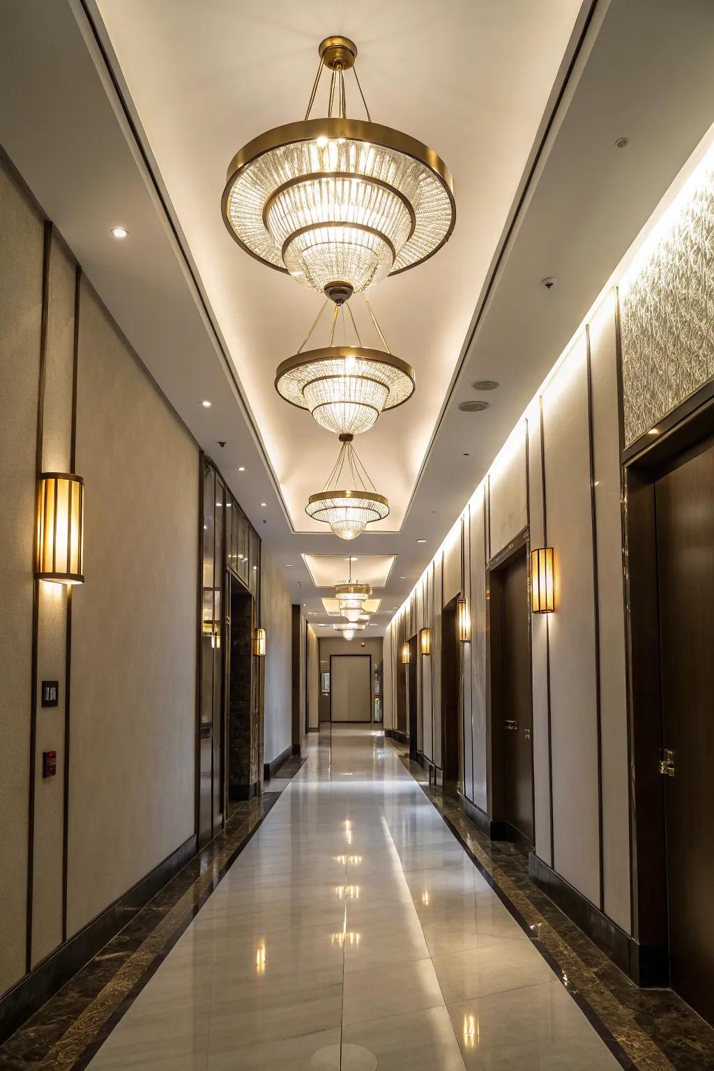 Statement lighting can boost the ambiance of your hallway.