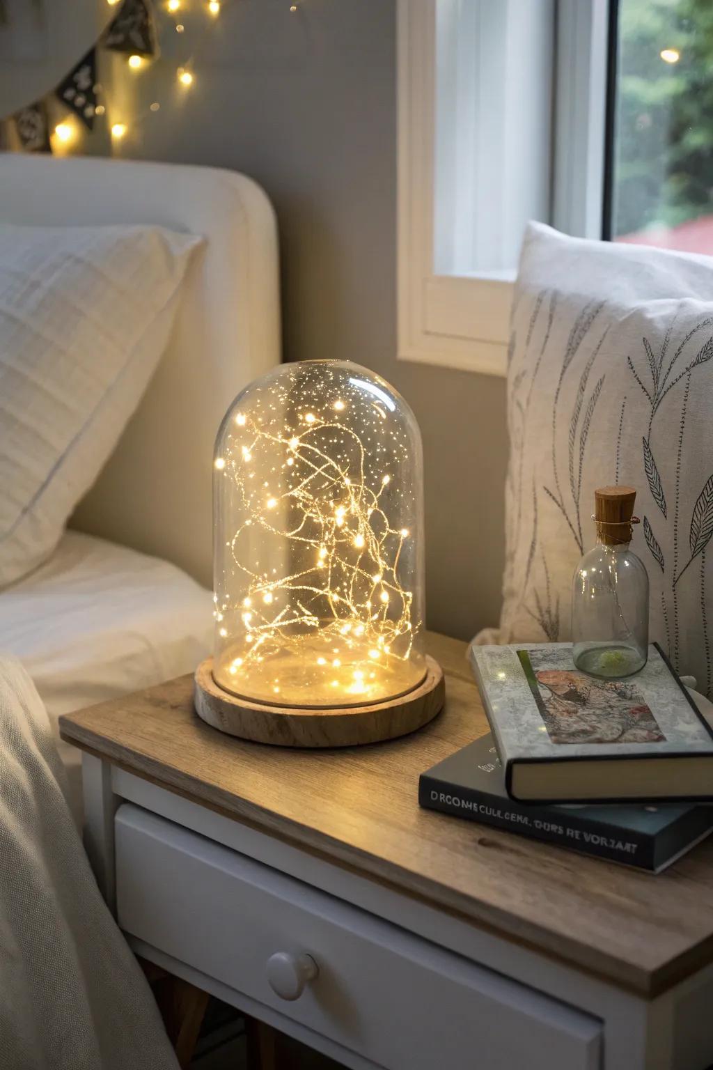 A display cover aglow with enchanting sparkle strands.