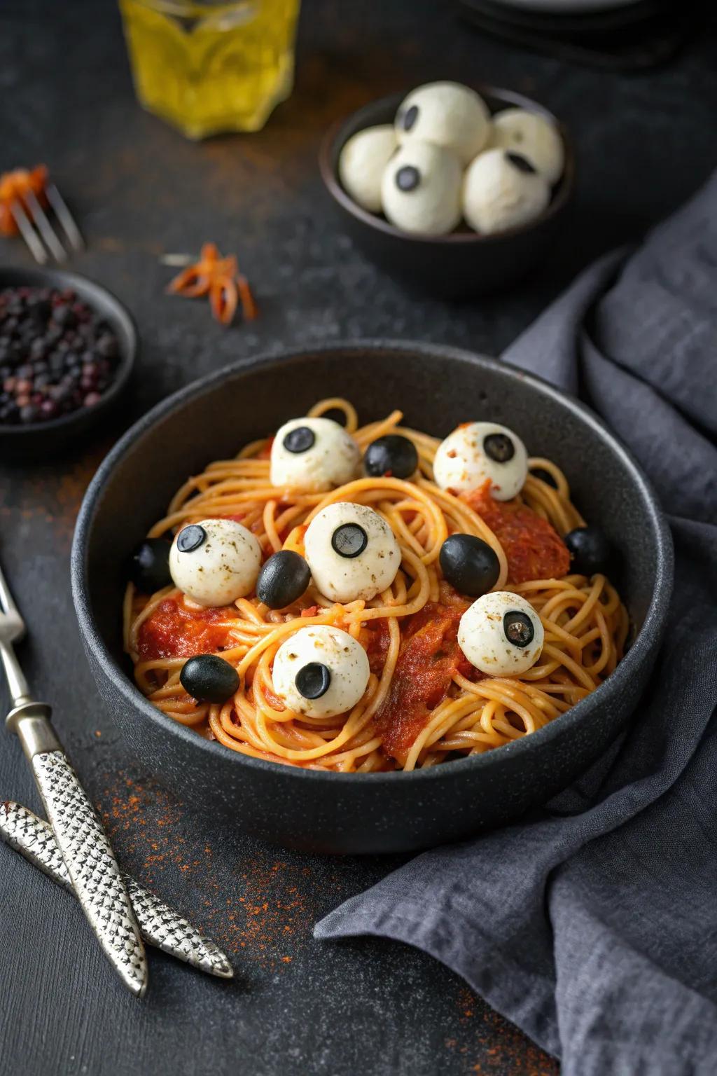 Gazing pasta that is both eerie and tempting.