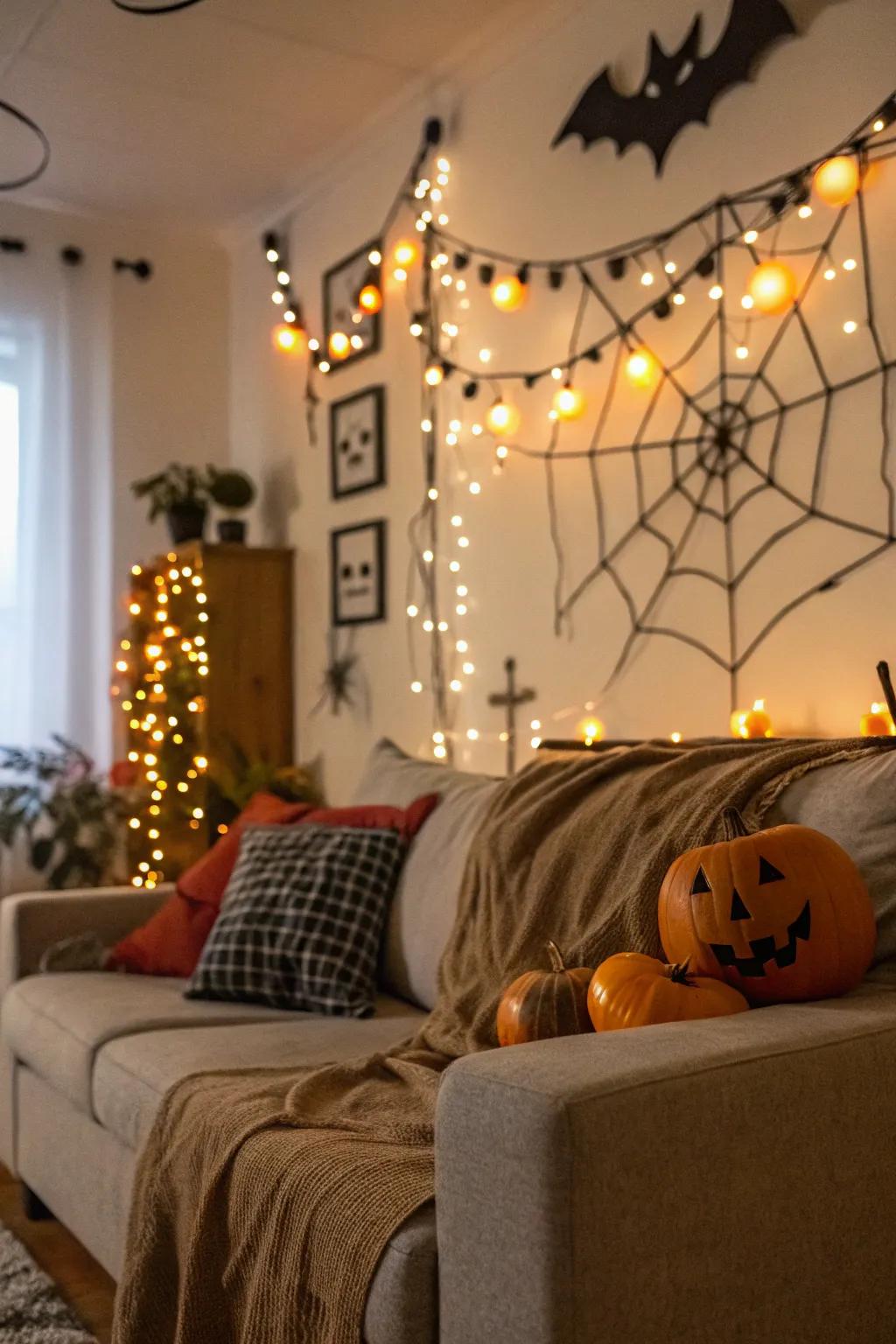 Shimmering strands impart an alluring nuance to your All Hallows' Eve arrangement.