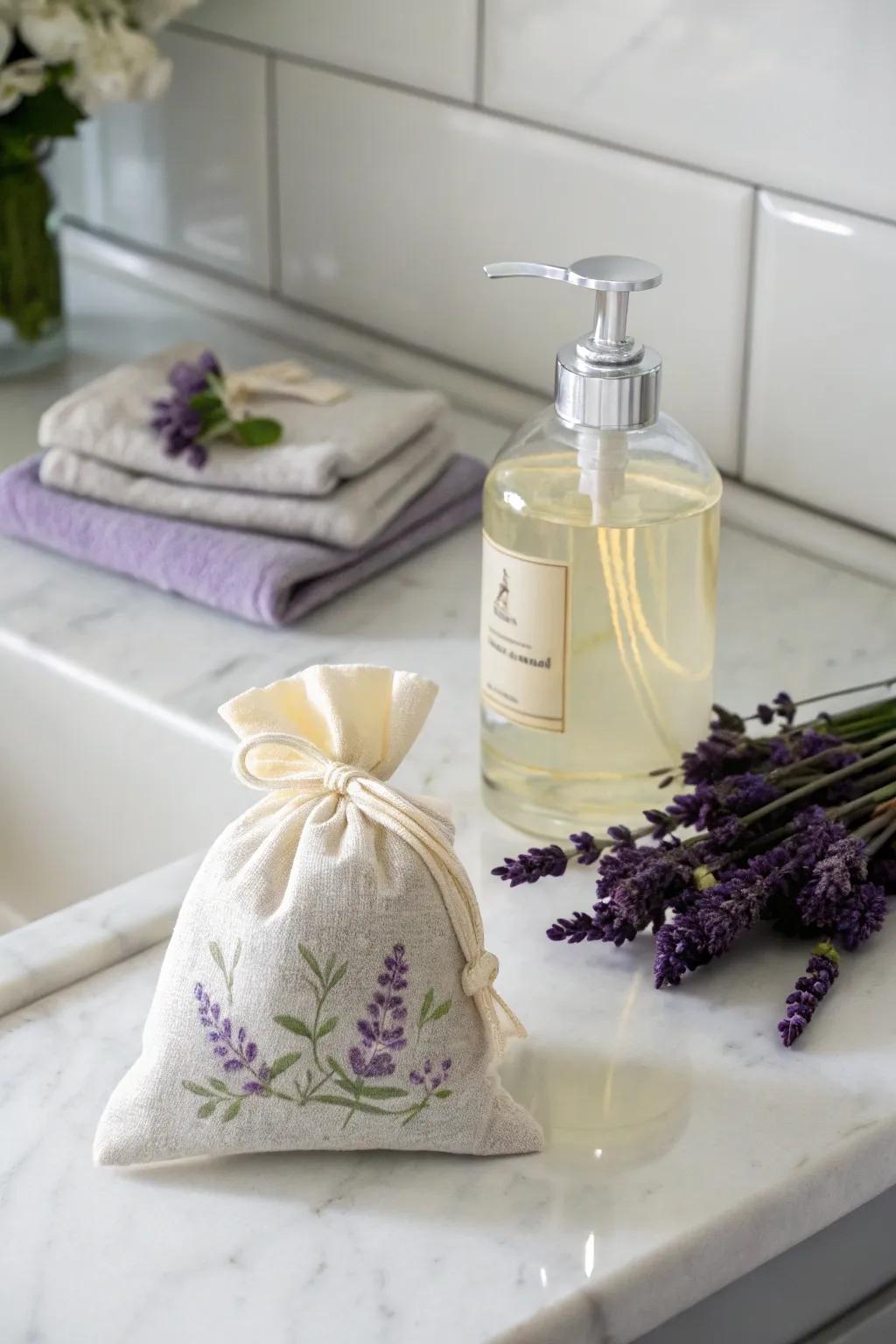A fragrant confluence of hand cleanser and scented sachet.