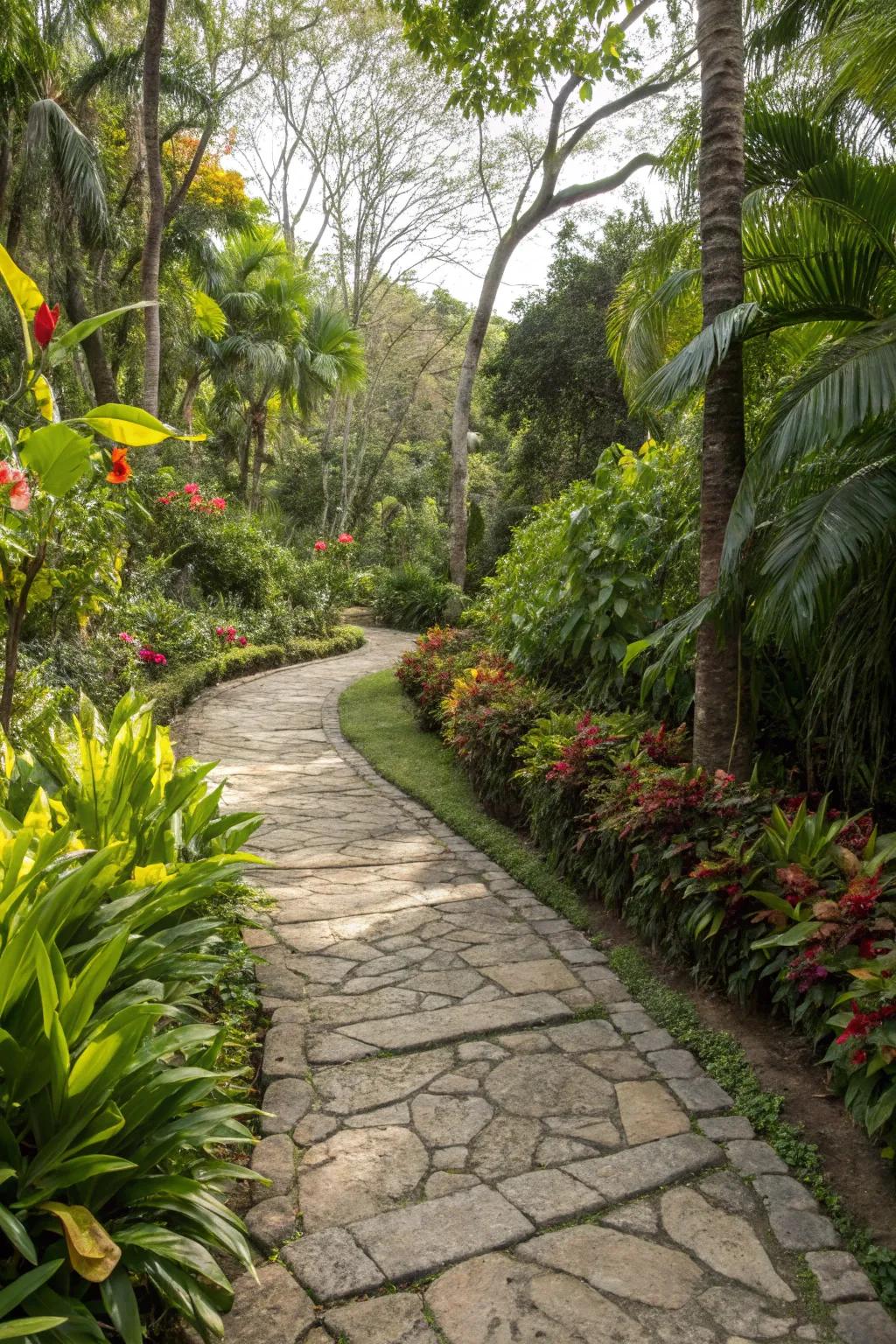 Stone routes lead you through an idyllic tropical environment.