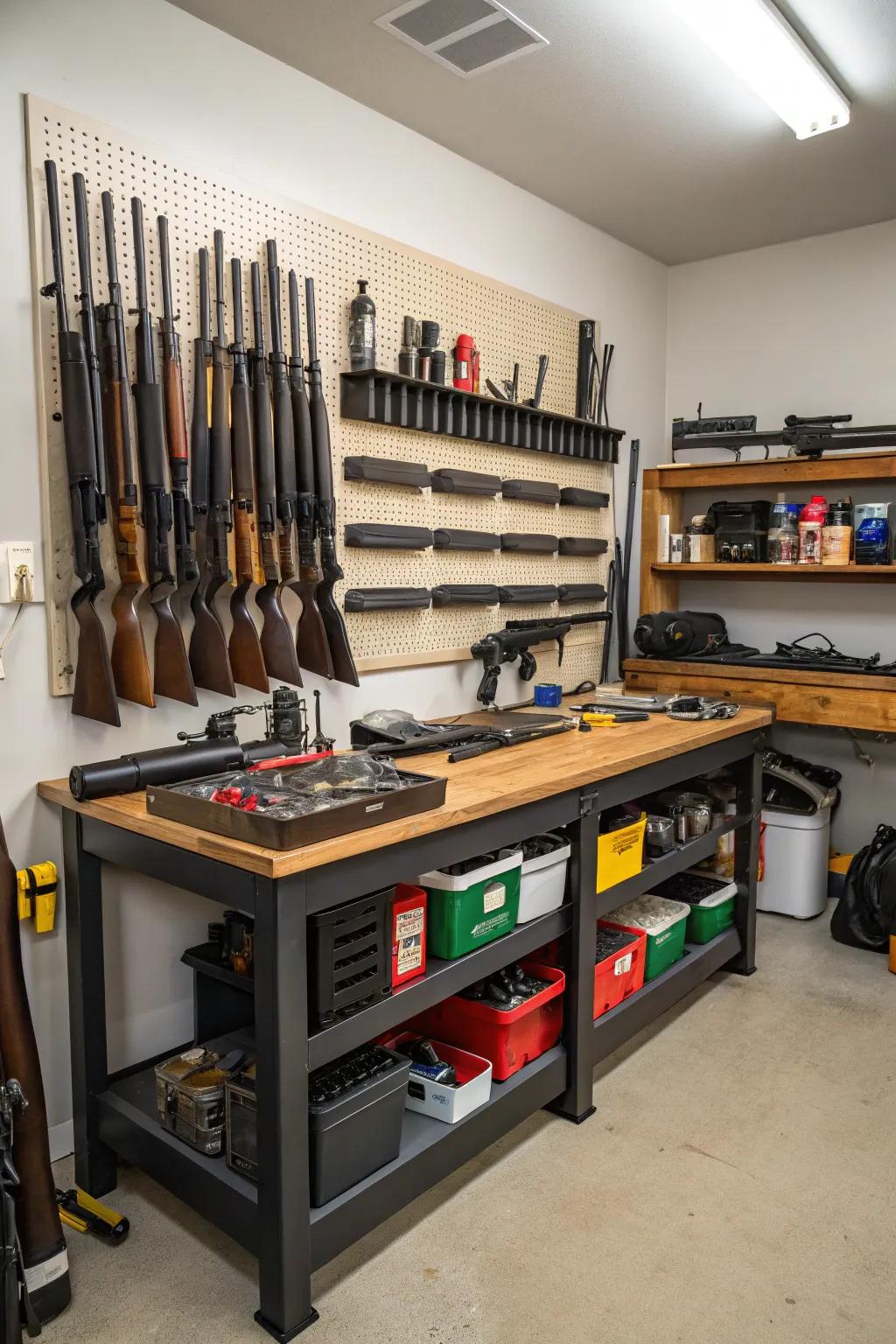 A workbench enhances your armory's practicality and charm.