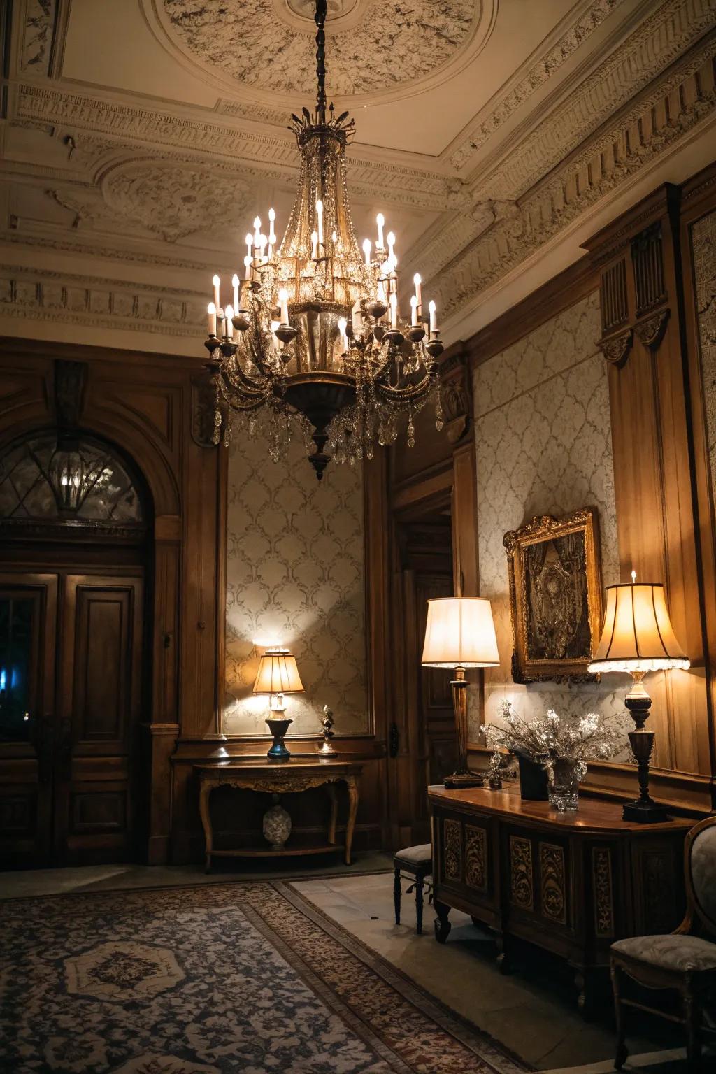 Unique lighting elements foster an intimate and welcoming atmosphere.