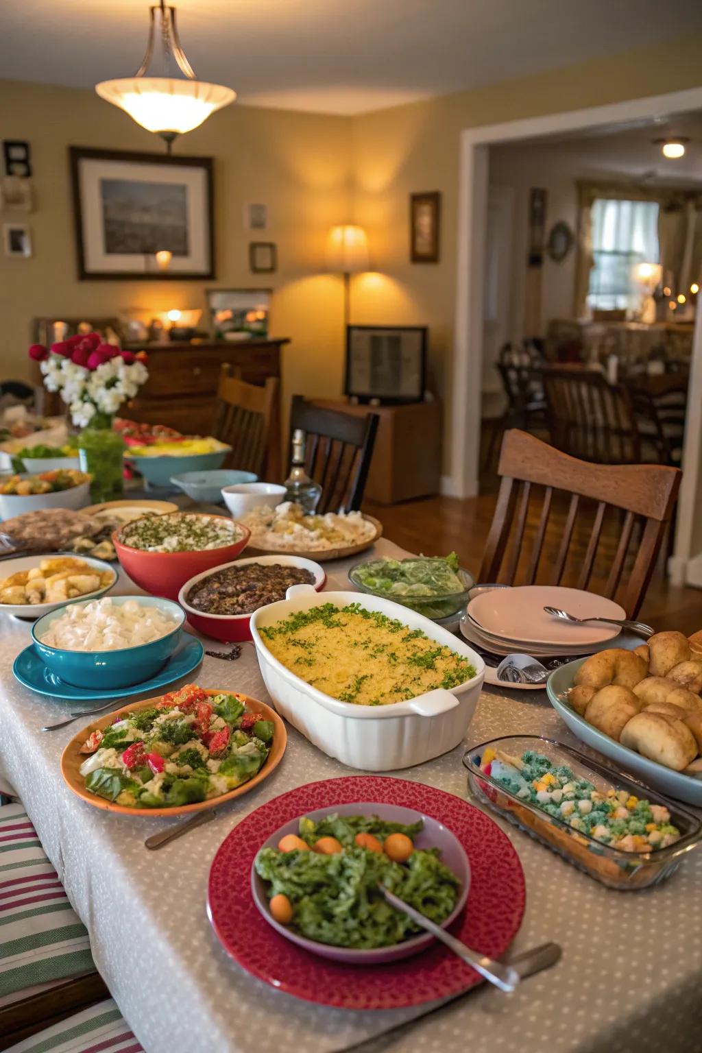 A diverse and delicious shared meal table