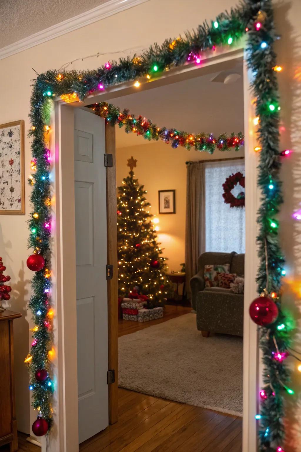 An entrance beautifully enclosed with shimmer strands.