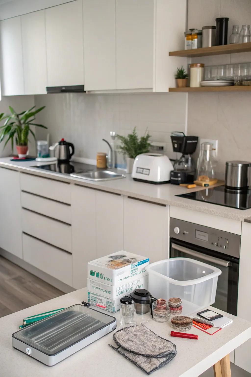 A clutter-free cooking area that showcases essential items.