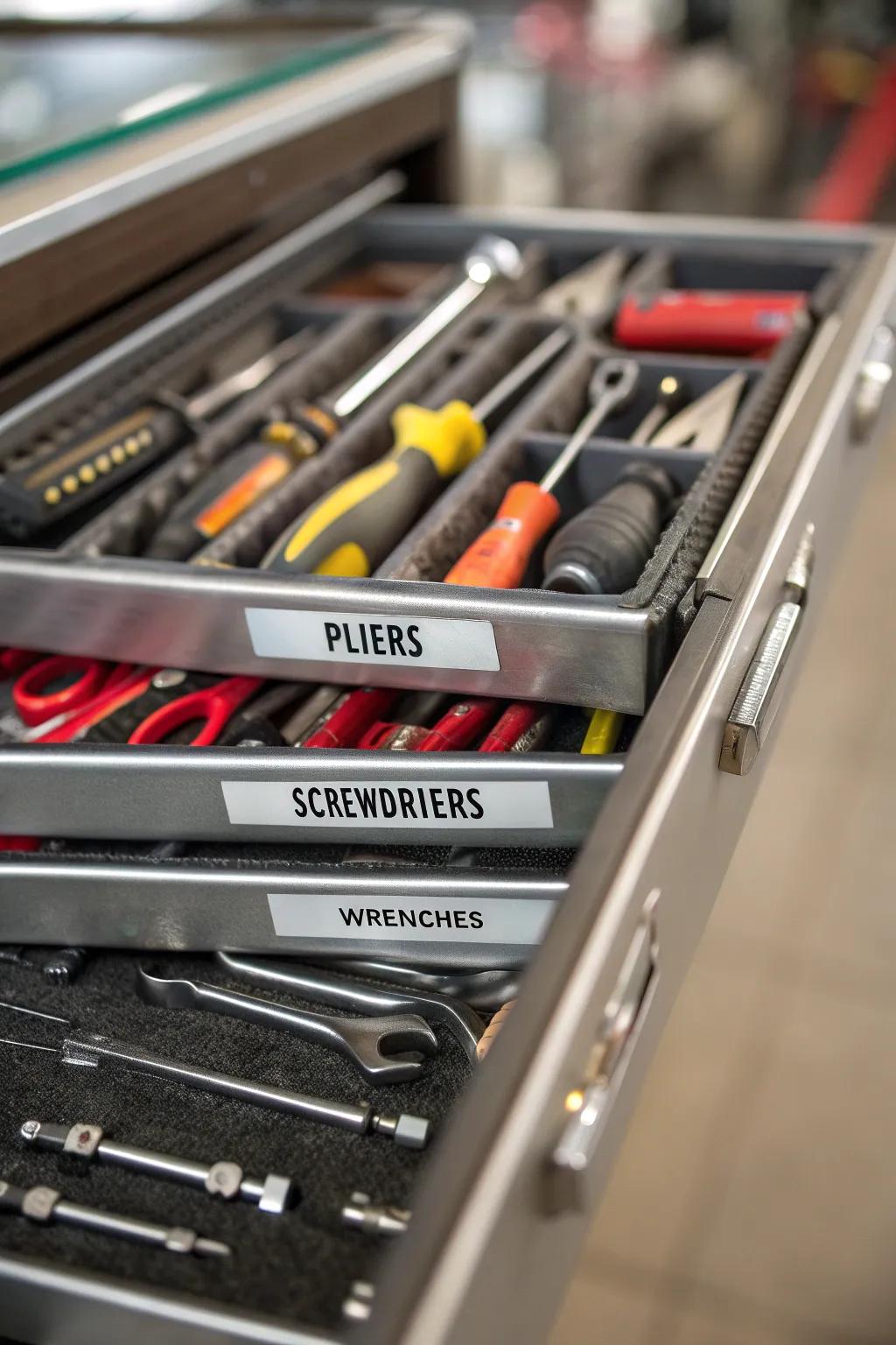 Finding and putting away equipment is simple thanks to labels.