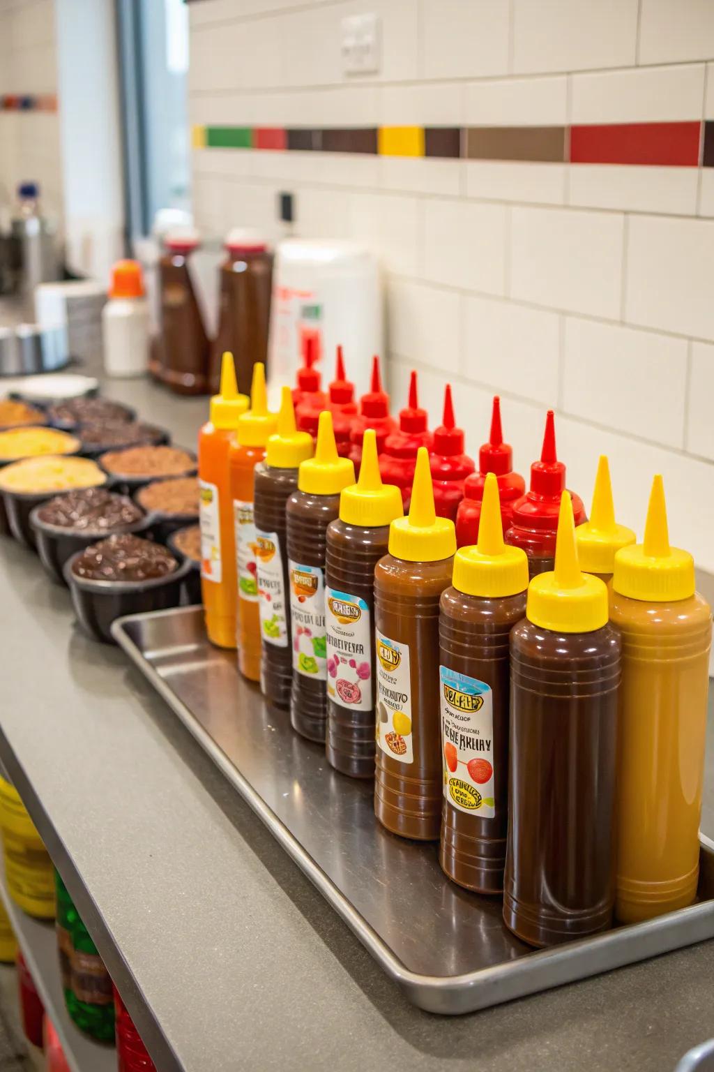 Applicator bottles make sauce application a breeze.