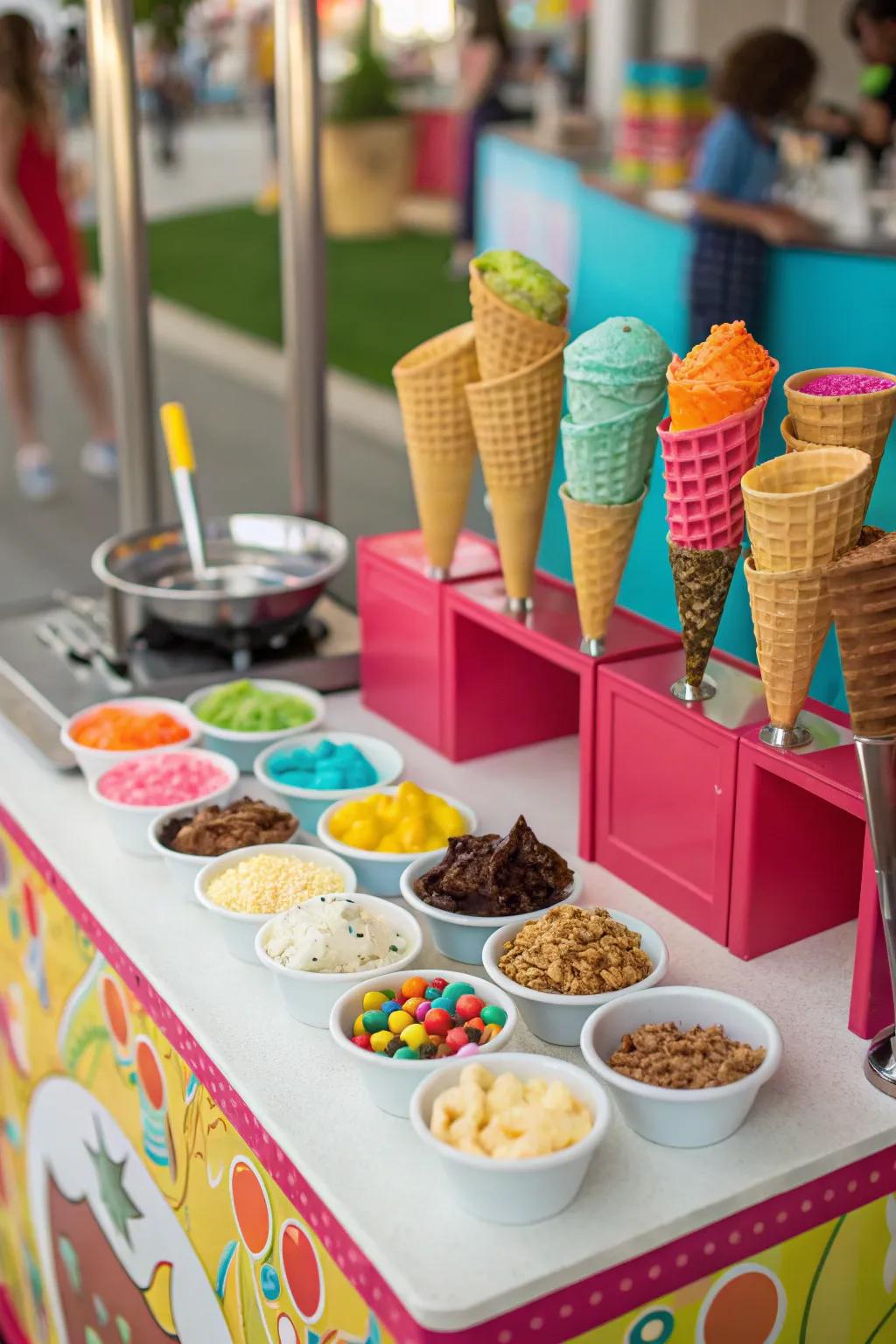 A participatory cone kiosk that delights ice cream aficionados of every age.
