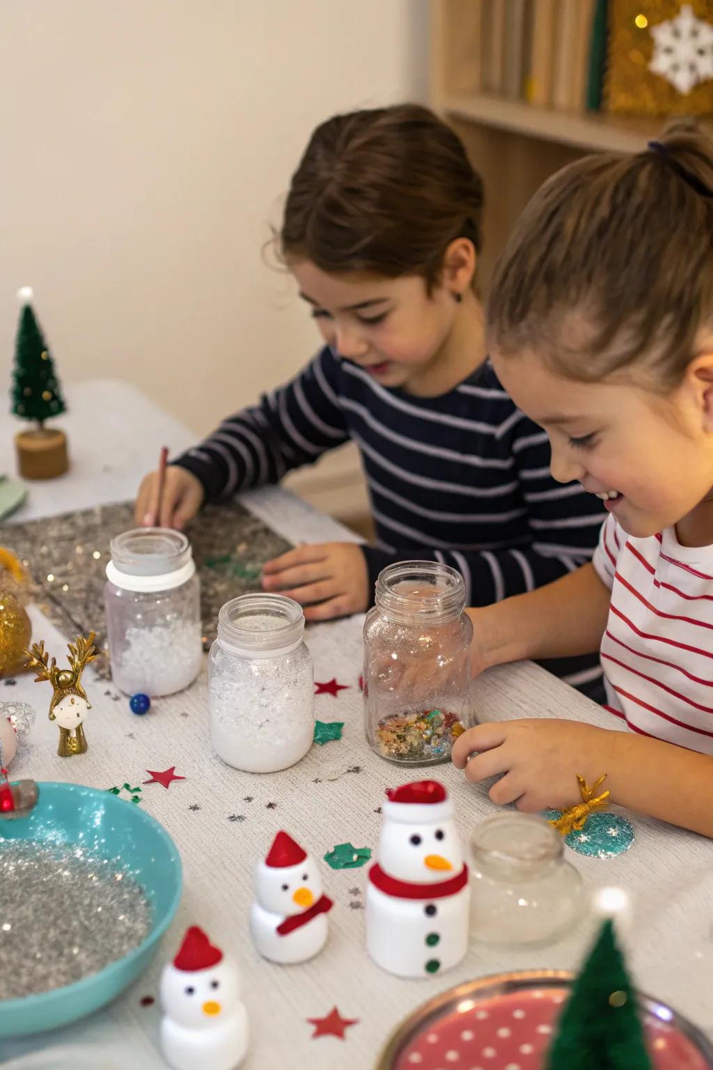 Children making their ice domes as a memorable memento.