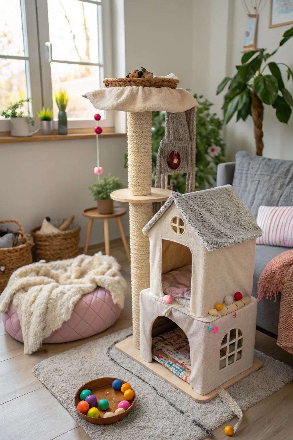 A stimulating sanctuary for playful felines.