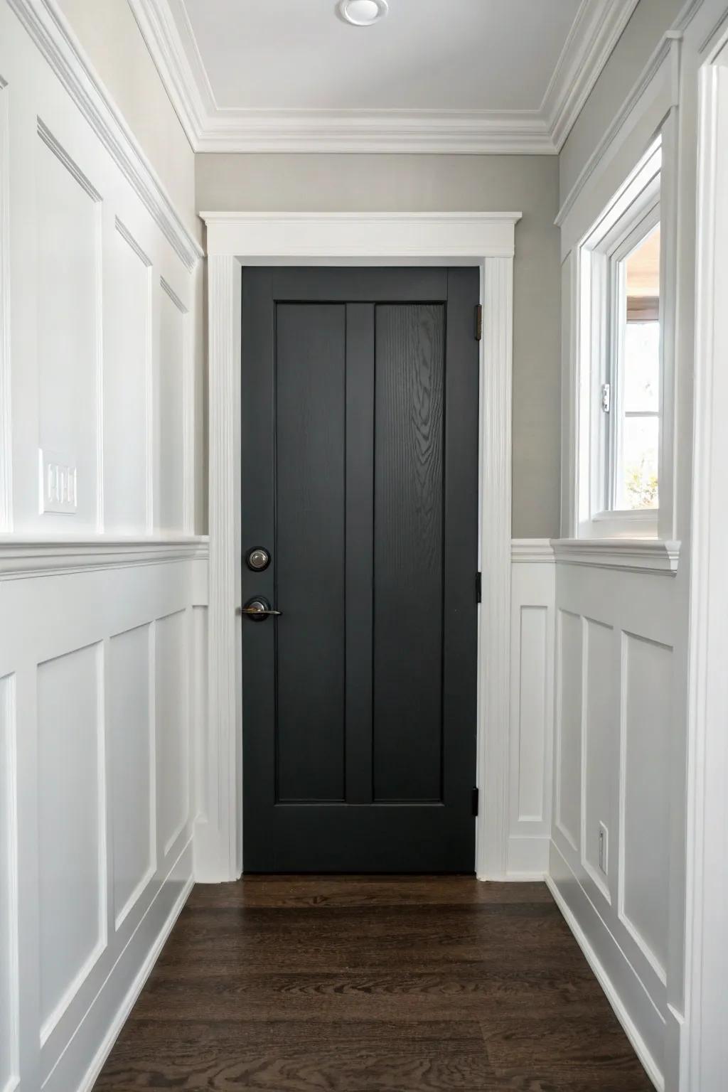 Slate doors conveying a smooth and contemporary atmosphere.