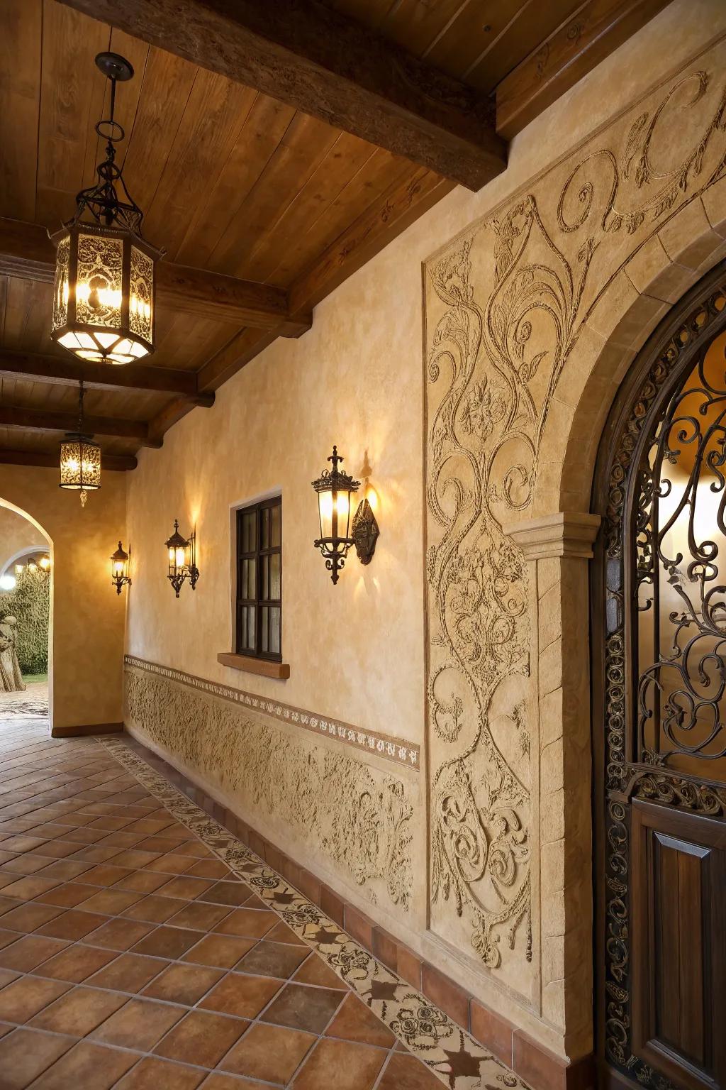 Embossed lime dividers contribute dimension and uniqueness to the space.